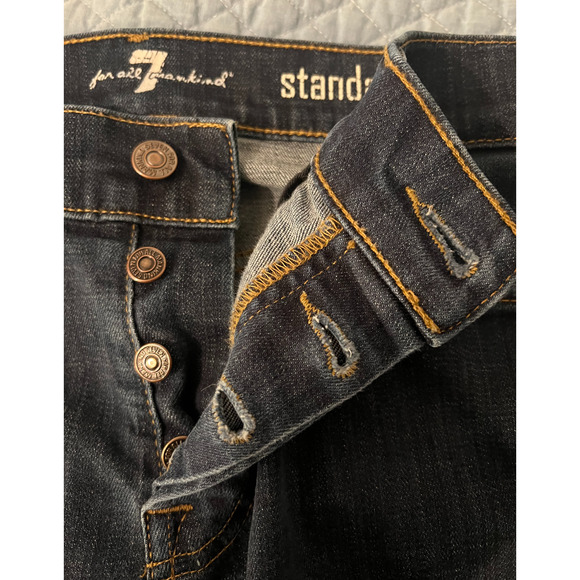7 For All Mankind Jeans Mens Size 30" Blue Dark Wash Straight Leg Button Fly - Picture 3 of 13